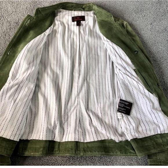 Danier green suede leather womens jacket S SML 2000s Y2K 90s - Picture 3 of 8